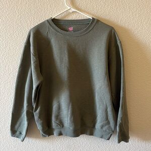 HANES OLIVE GREEN PULL OVER SWEATER
